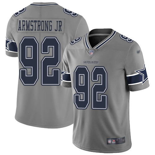 Men Dallas Cowboys Limited Gray Dorance Armstrong Jr. 92 Inverted Legend NFL Jersey